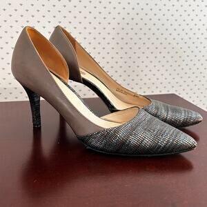 Cole Haan D'Orsay Heels 8 Tan Metallic Brown Gray Pumps Academia Office Career